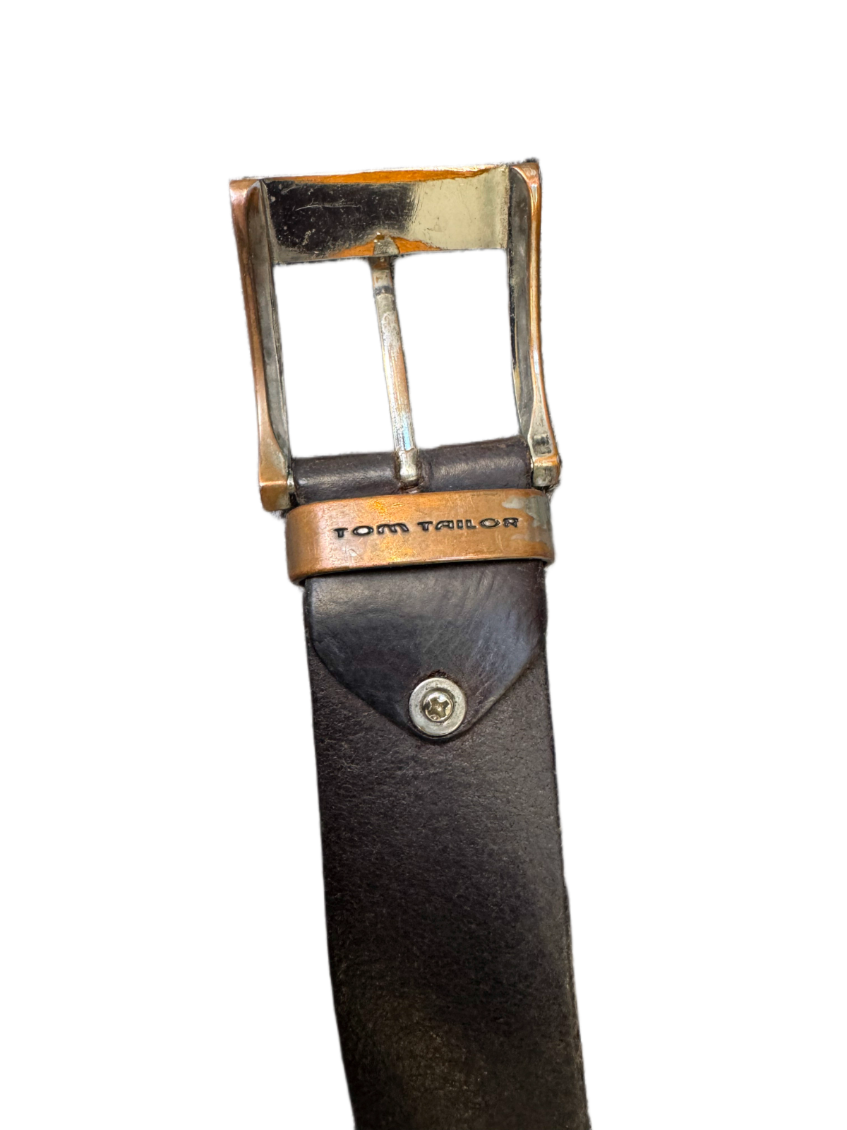 Tom Tailor Waist Belt Men Brown Leather Adjustable Silver Pin Buckle 41.5 Inches