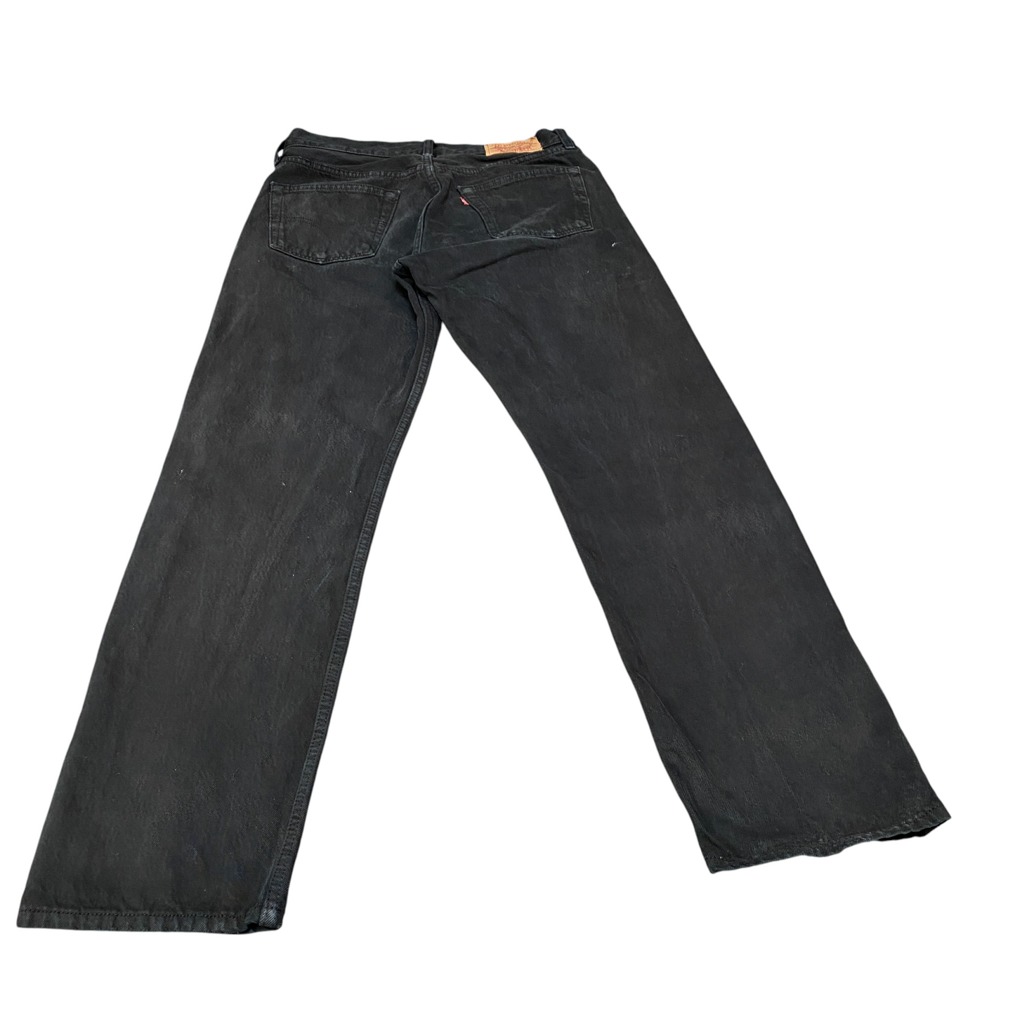 Levi's 501 Jeans Mens 32" Waist Black Red Tab Flat Front Grunge Straight Leg