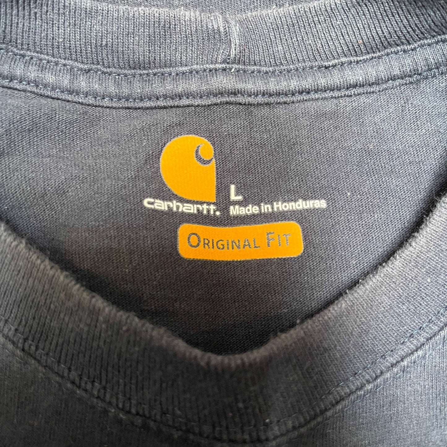 Carhartt Pocket T-Shirt Mens L Navy Blue Original Fit Short Sleeve Workwear Tee