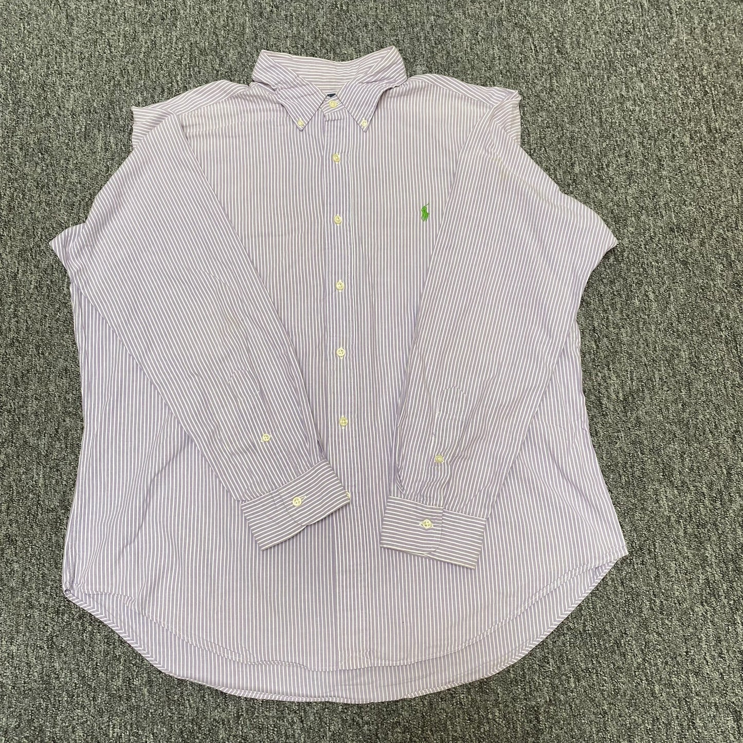 Ralph Lauren Shirt Mens XL White Purple Stripe Classic Fit Button Down Pony Logo