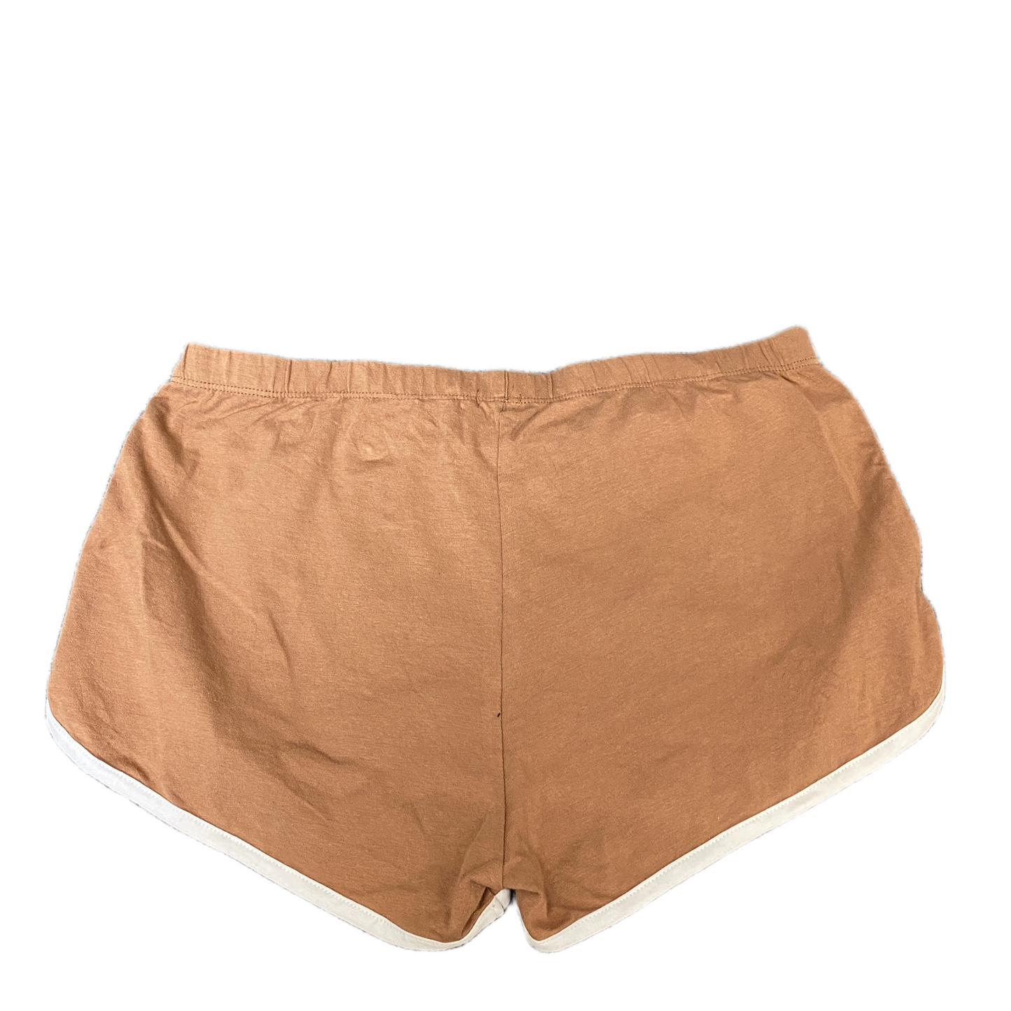 Running Sprinter Shorts Women L 30" Waist Brown Athletic Gym Workout Dolphin Hem