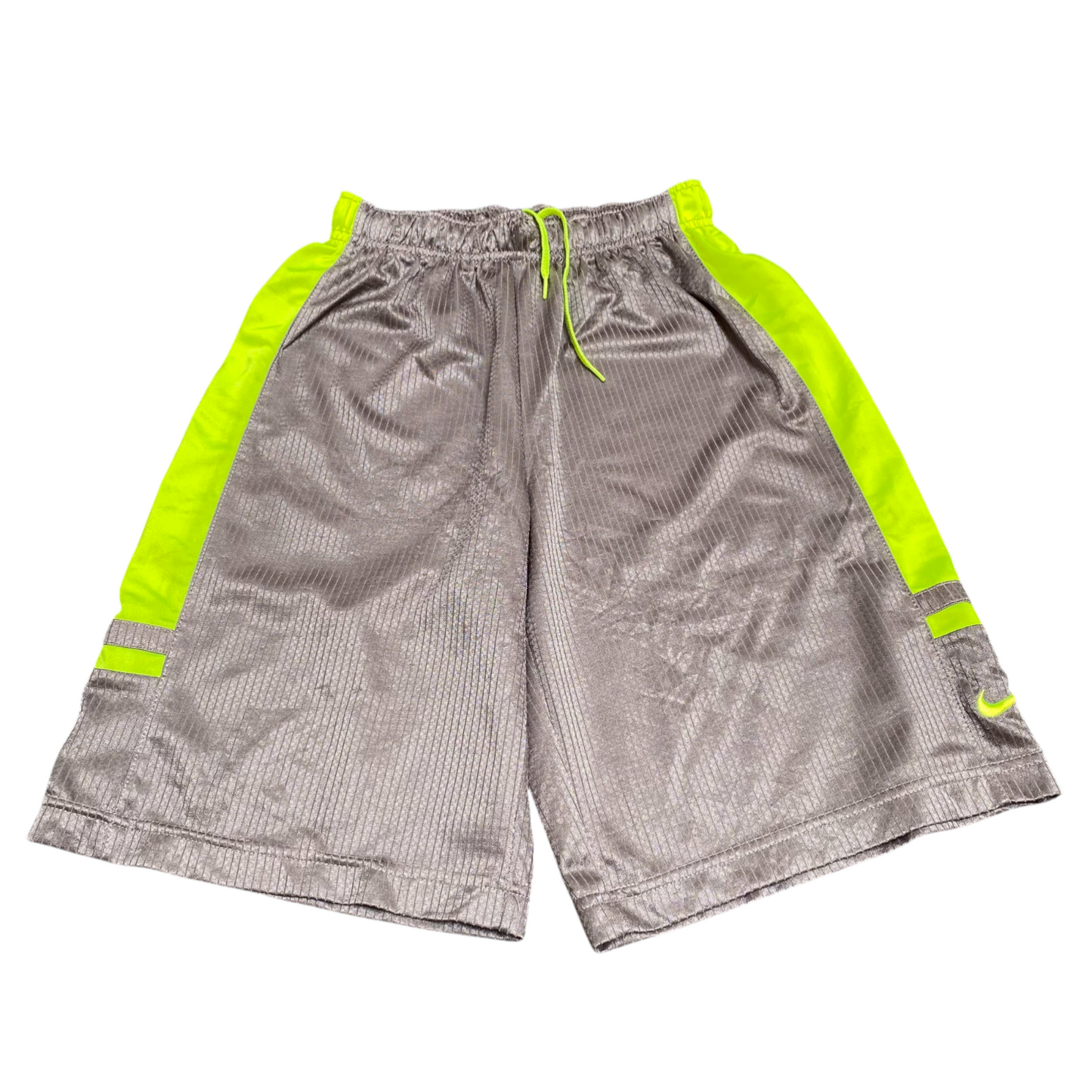 Nike Basketball Shorts M Grey Textured Elastic Waist Drawstring Athletic Fit