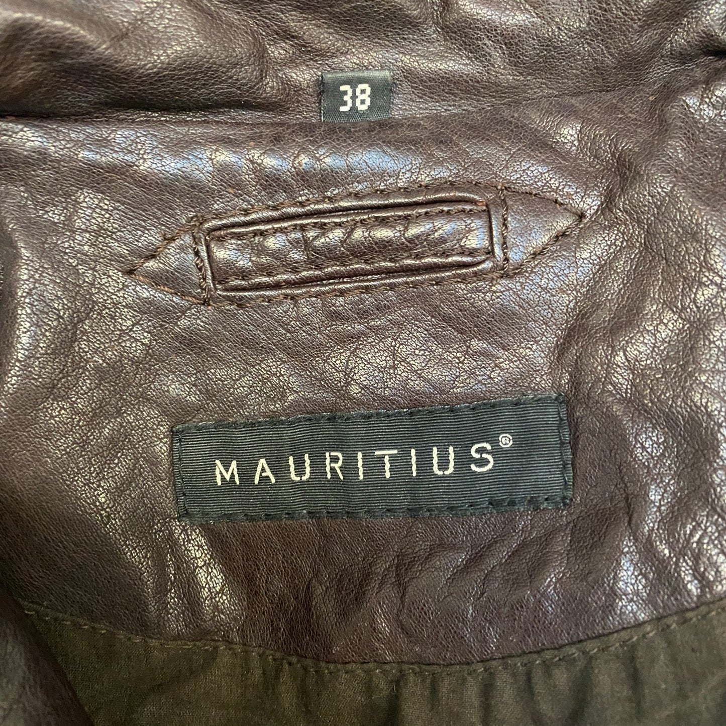 Mauritius Real Leather Blazer Jacket Womens M Brown Notch Lapel Single Breasted
