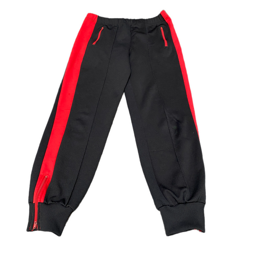 Saller Joggers Fits as Women 30" Waist Black Red Ankle Zip Tapered Track Trouser