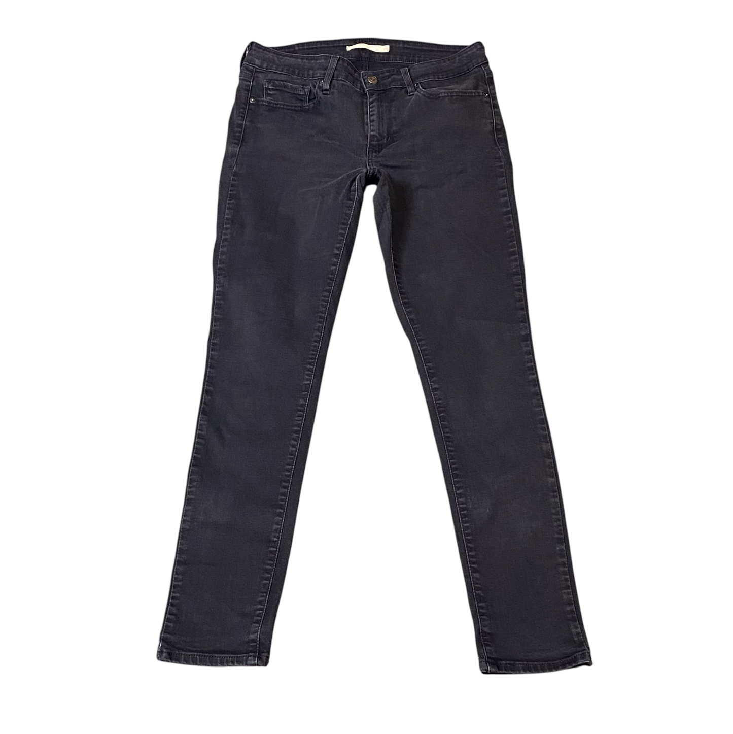 Levi's Jeans Womens 29W 27L Black Denim Straight Leg Stretch Comfort Dark Wash