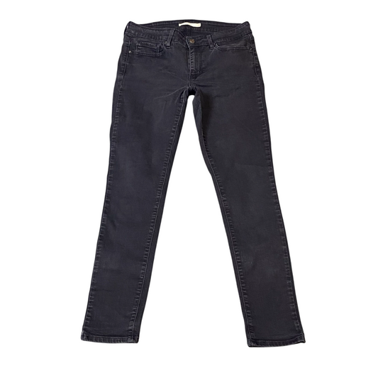 Levi's Jeans Womens 29W 27L Black Denim Straight Leg Stretch Comfort Dark Wash