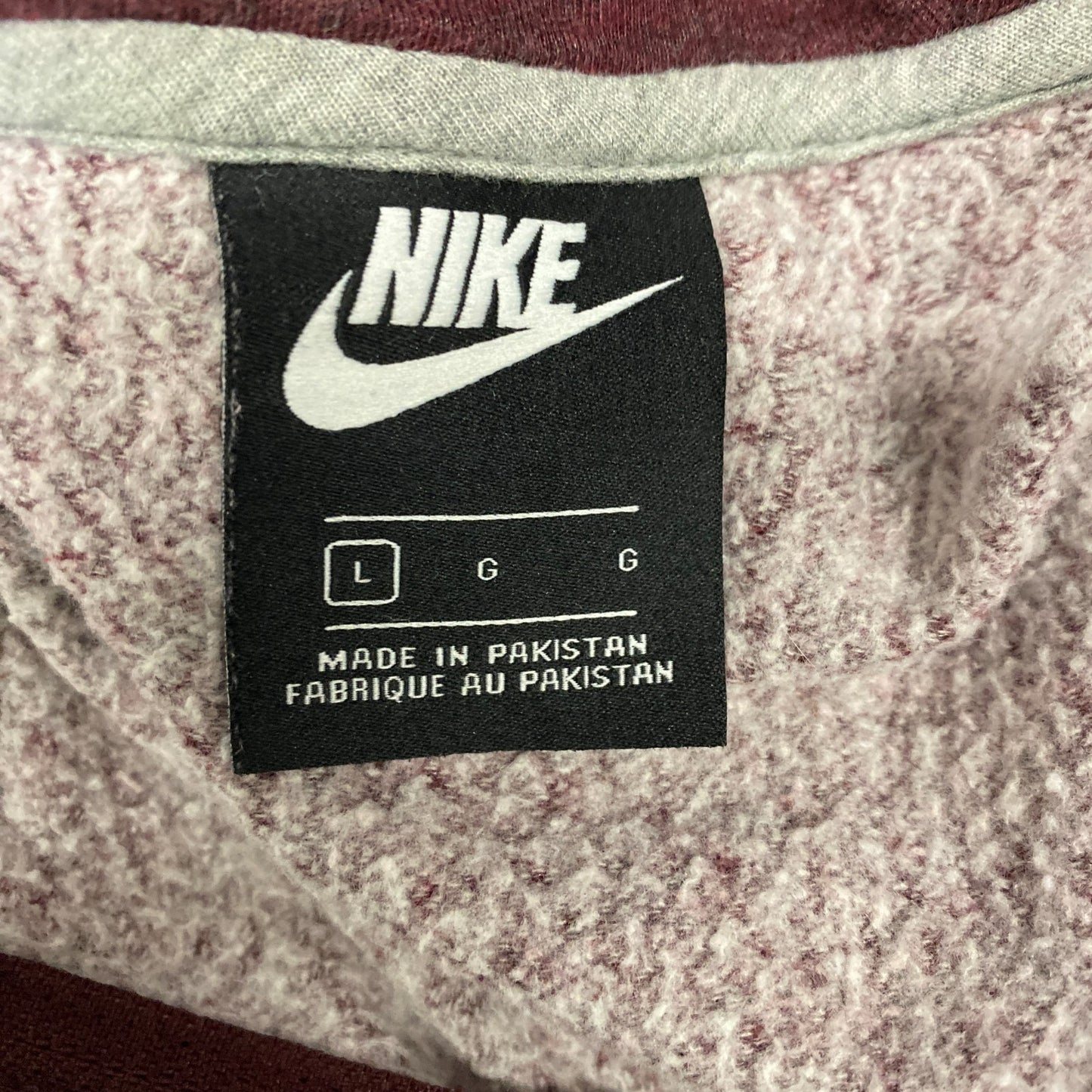 Nike Hoodie Womens Large Burgundy Heather Fleece Lined Long Sleeve Full Zipper