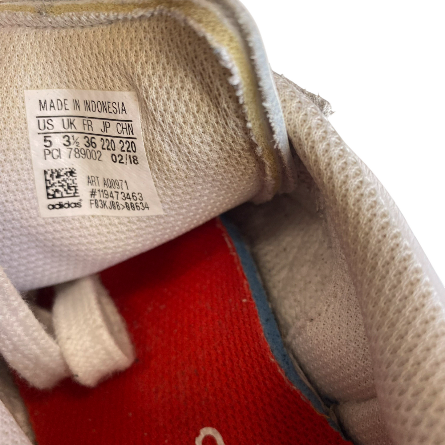 Adidas Superstar Athletic Sneakers Girls 3.5 White Leather Grey 3 Stripe Lace Up