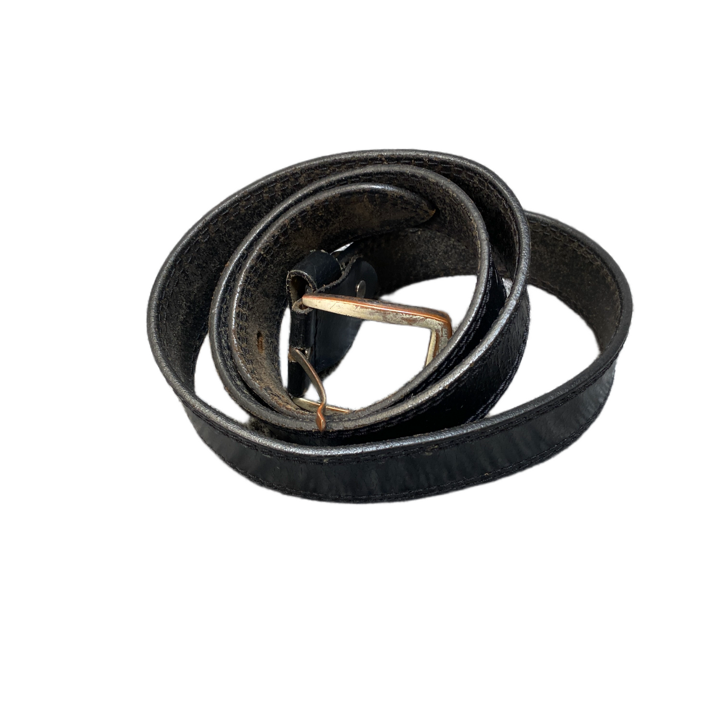 Waist Belt Mens Black Leather Adjustable Classic Silver Pin Buckle 41 inches