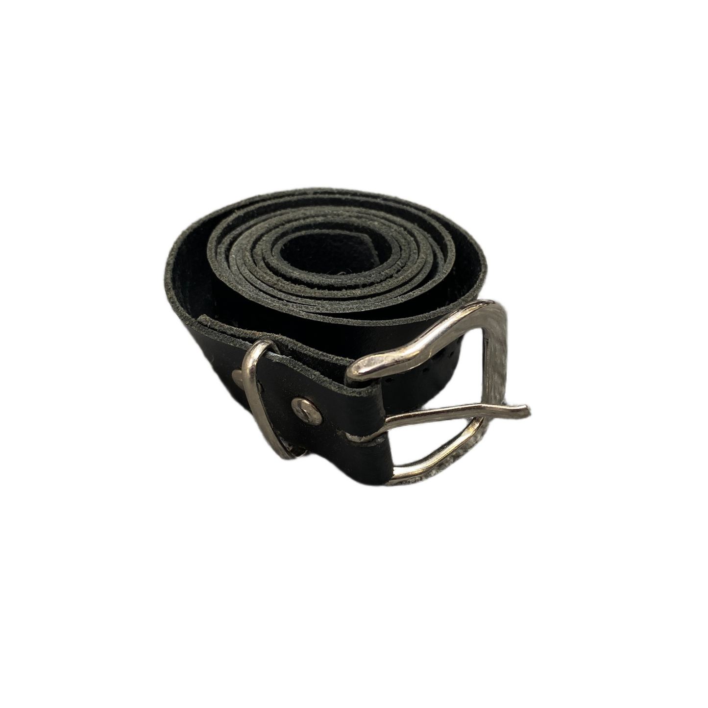Waist Belt Mens Black Leather Adjustable Classic Silver Pin Buckle 45.5 Inches