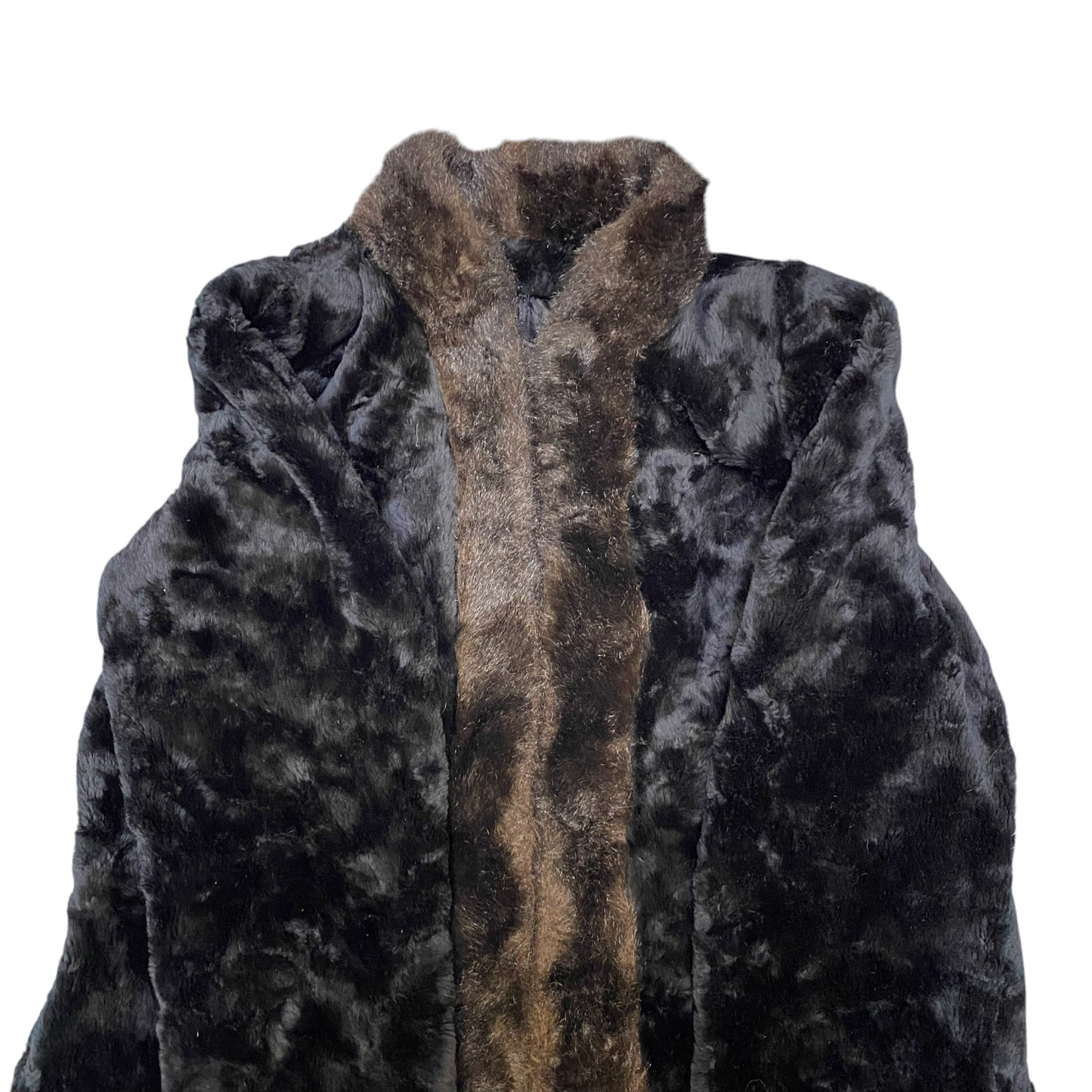 Mariel Turner Faux Fur Jacket Womens Large Black Lined Long Sleeve Open Front