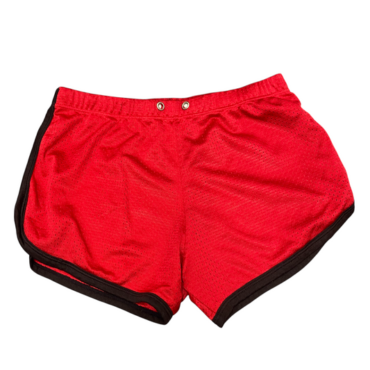Sprinter Running Shorts Small Red Mesh Stretch Gym Elastic Waist Dolphin Hem