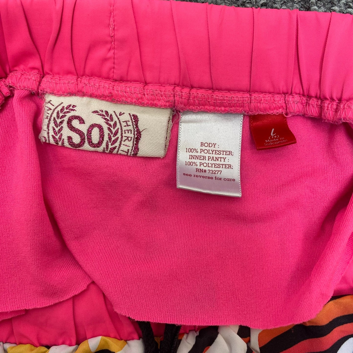 So Sprinter Running Shorts Women Large Pink Zebra Print Elastic Waist Drawstring