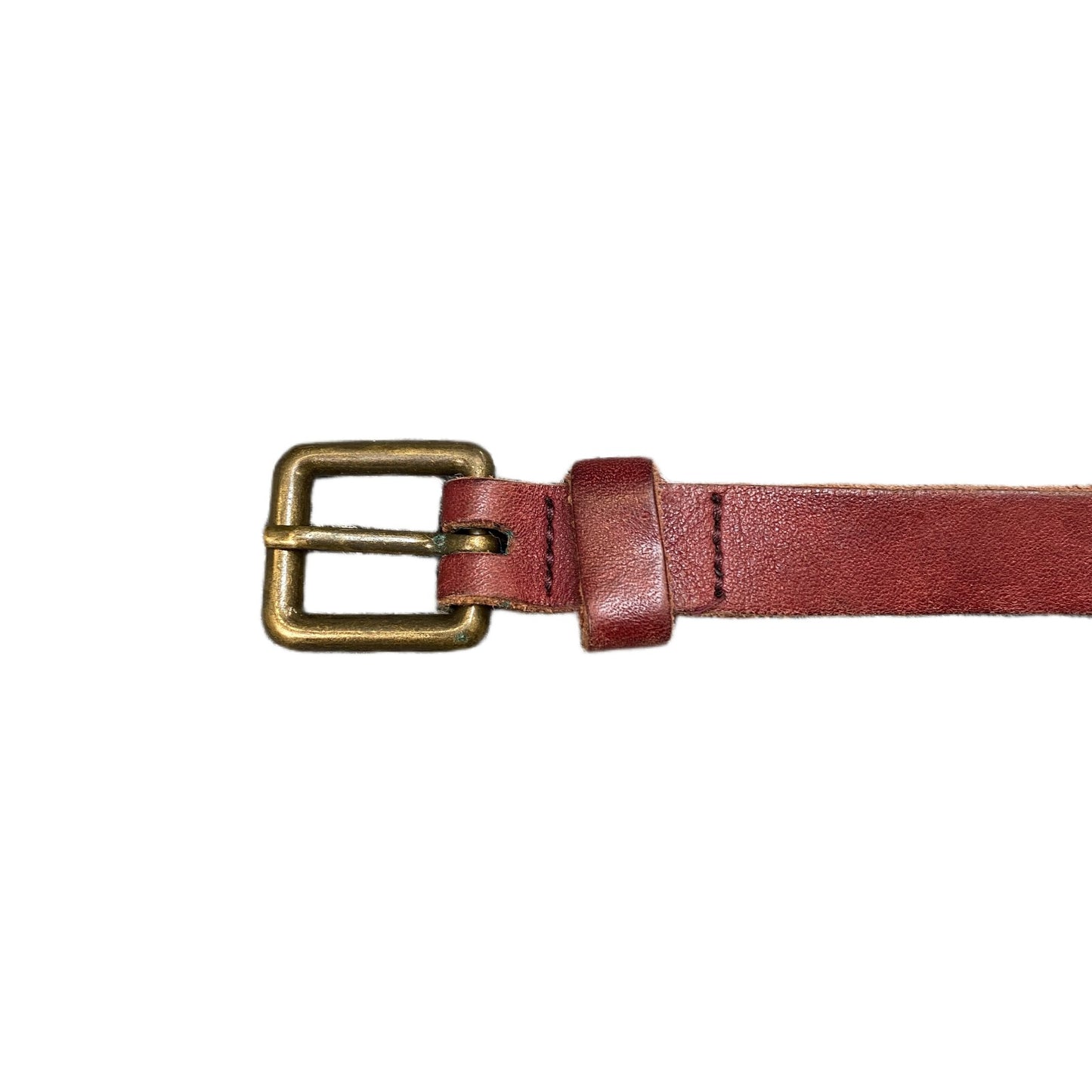 Pieces Waist Belt Mens Maroon Leather Adjustable Brass Square Buckle 41 Inches
