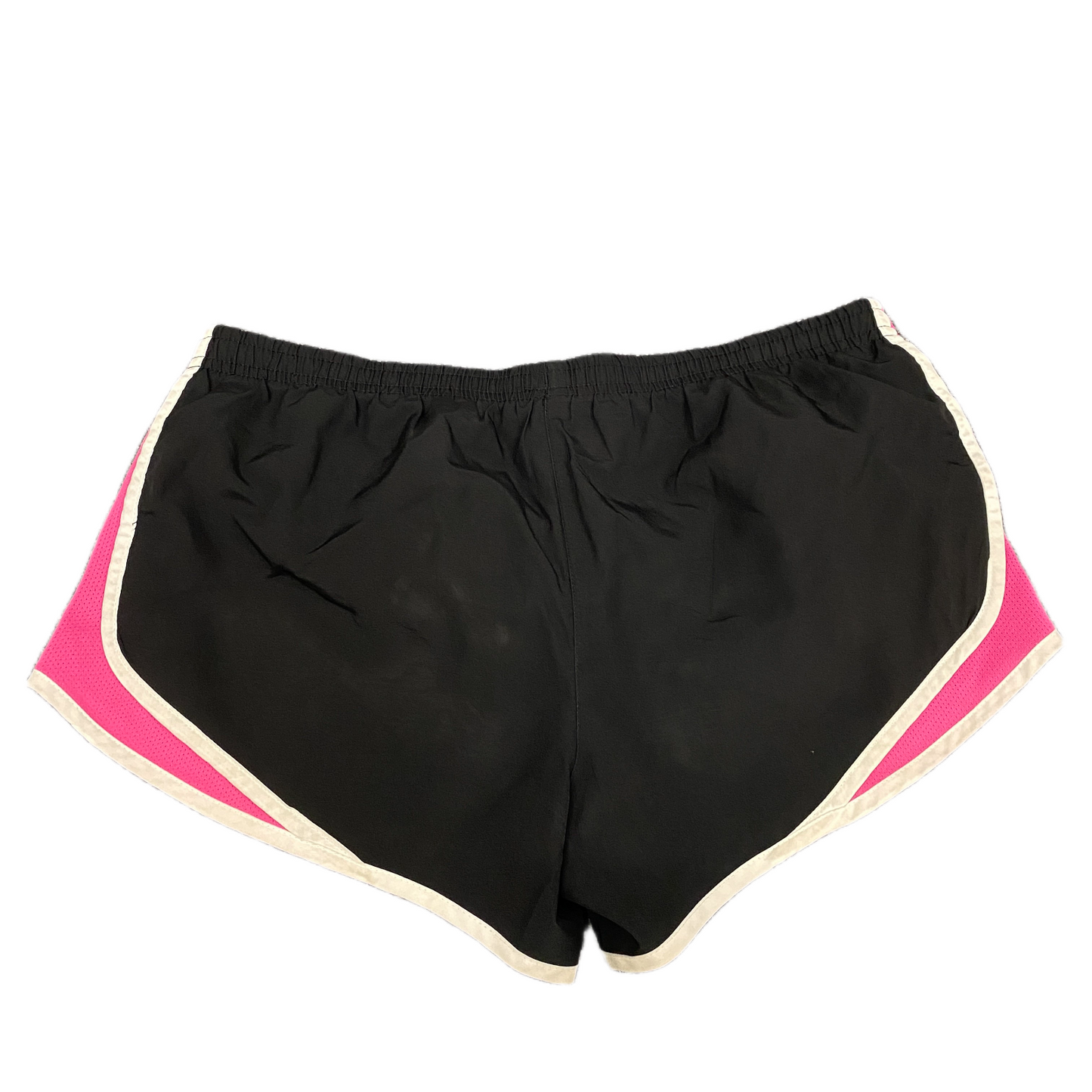 Running Shorts Womens L 32" Waist Pink Black Mesh Panel Dolphin Hem Drawstring