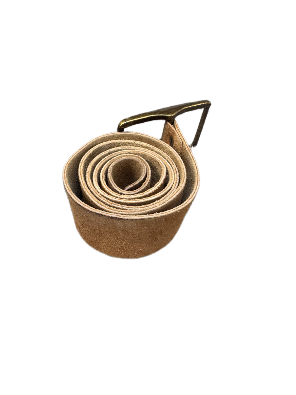 Waist Belt Mens Brown Suede Leather Adjustable Brass Pin Buckle 37.5 inches