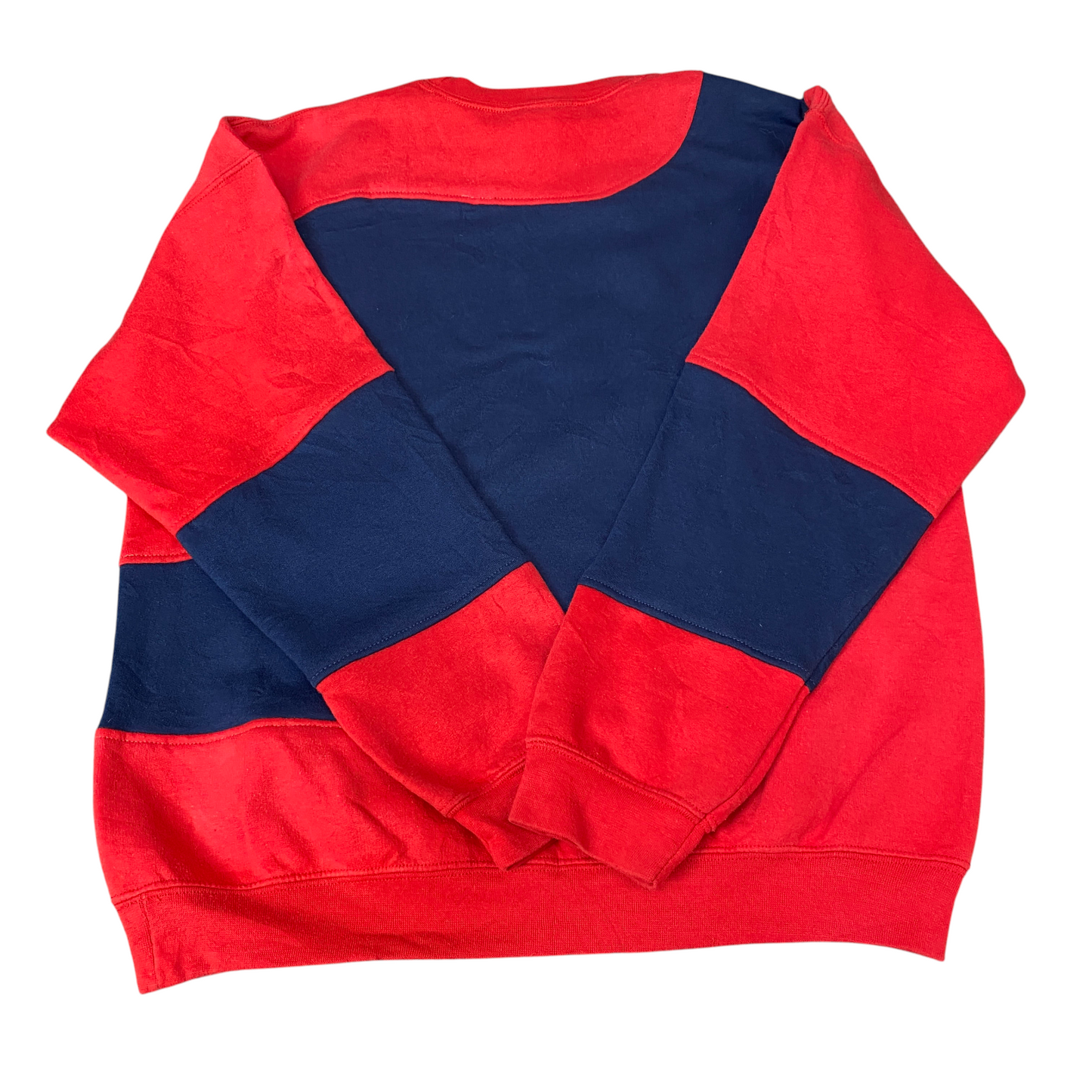 Nike Reworked Sweatshirt Mens L Navy Red Embroidered Spellout Logo Vintage Y2K