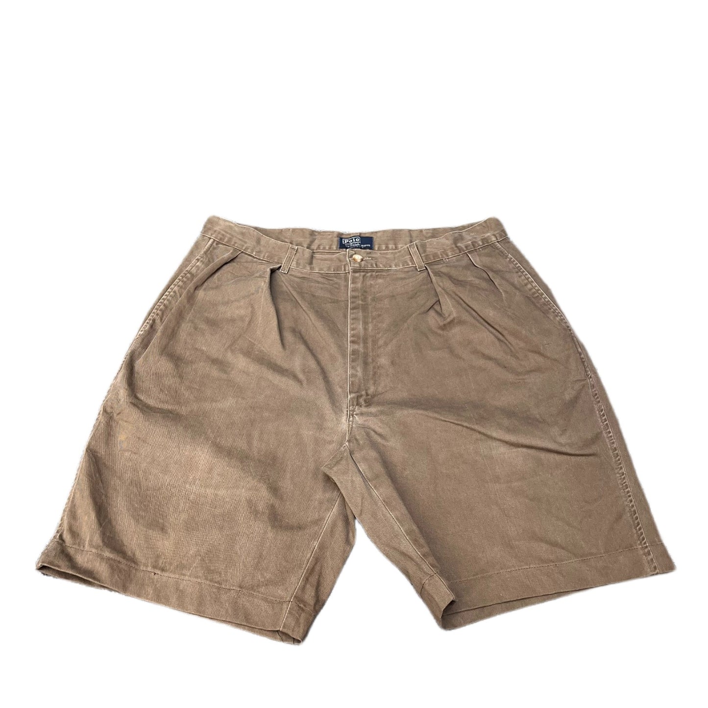 Polo Ralph Lauren Chino Shorts Fits as Mens XL 35" Waist Brown Pleated Outdoor