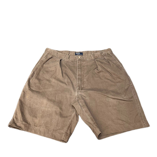 Polo Ralph Lauren Chino Shorts Fits as Mens XL 35" Waist Brown Pleated Outdoor