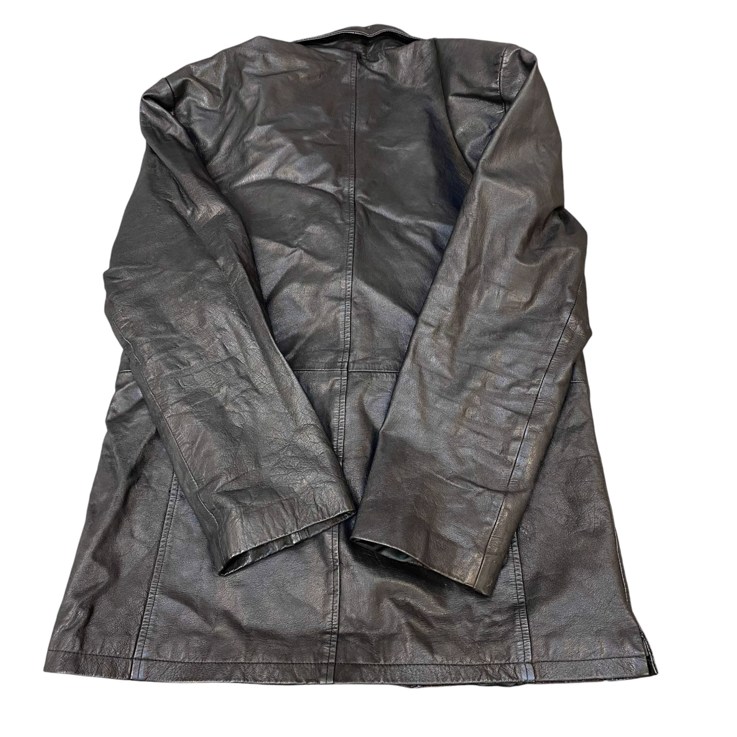 Mens Real Genuine Leather Jacket XXL Black Notch Lapel Single Breasted 3 Button