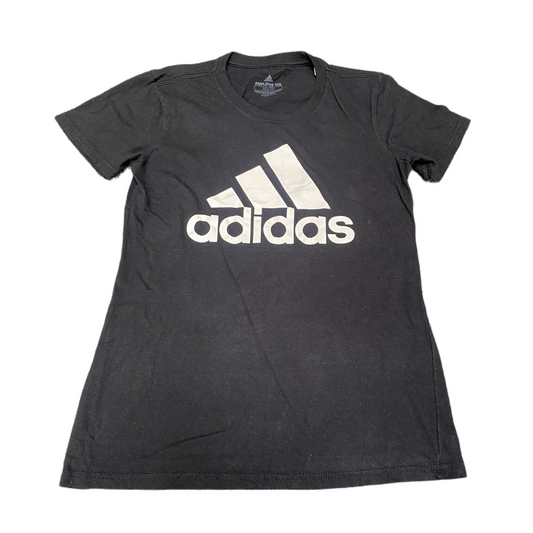 Adidas Amplifier T-Shirt Girls XS Black Graphic Print Short Sleeve Crew Neck Tee