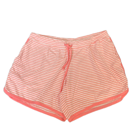 Running Sprinter Shorts Women S 29" Waist Pink White Striped Workout Dolphin Hem
