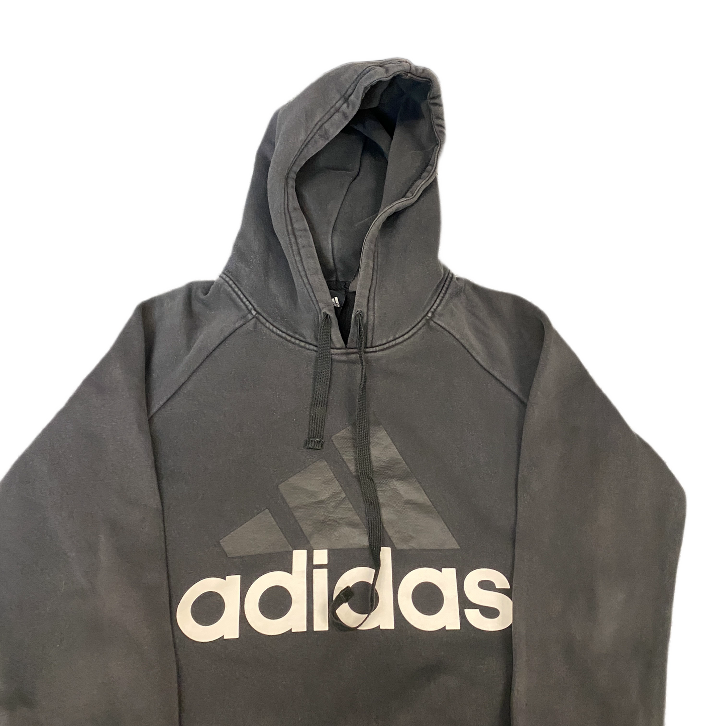 Adidas Hoodie Boys Small Black Graphic Logo Fleece Lined Long Sleeve Pullover