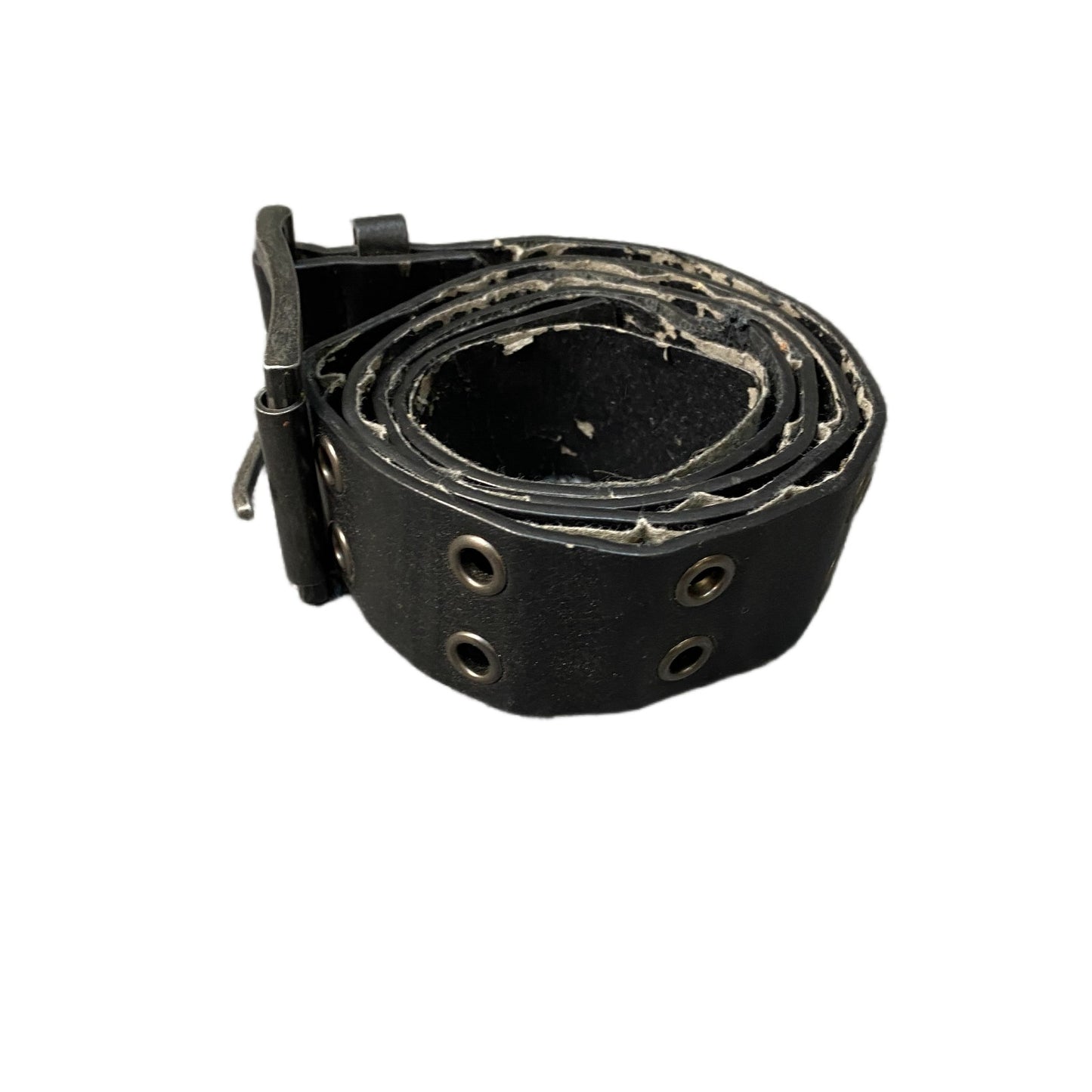 Waist Belt Mens Black Leather Adjustable Sliver Roller Pin Buckle 40 Inches