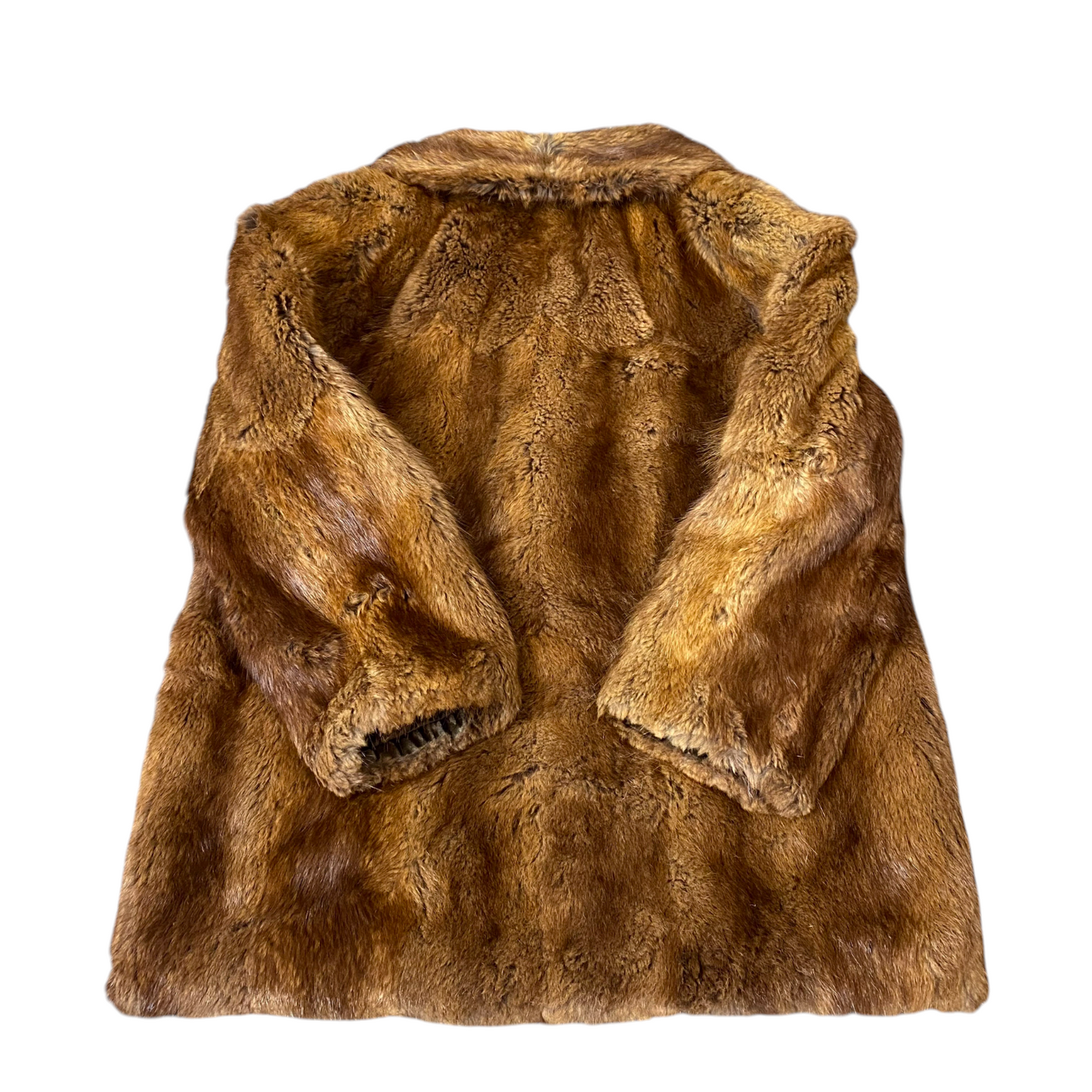 Womens Faux Fur Jacket Large Brown Cozy Warm Winter Long Sleeve Shawl Collar