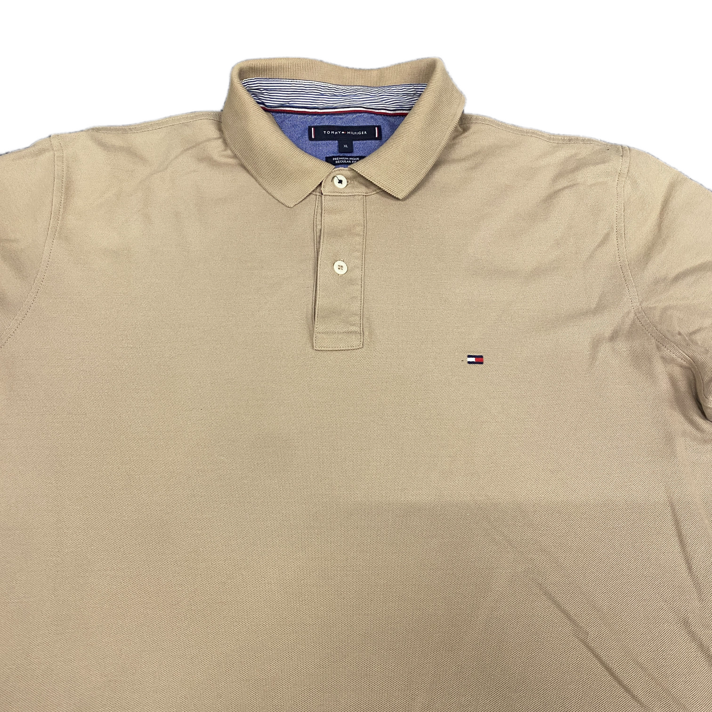 Tommy Hilfiger Polo Shirt Men XL Brown Regular Fit Short Sleeve Collared Popover