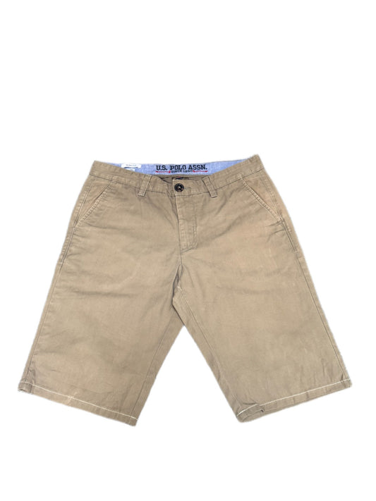 US Polo Assn Chino Shorts Fits as Men Medium 32" Waist Khaki Slim Fit Flat Front