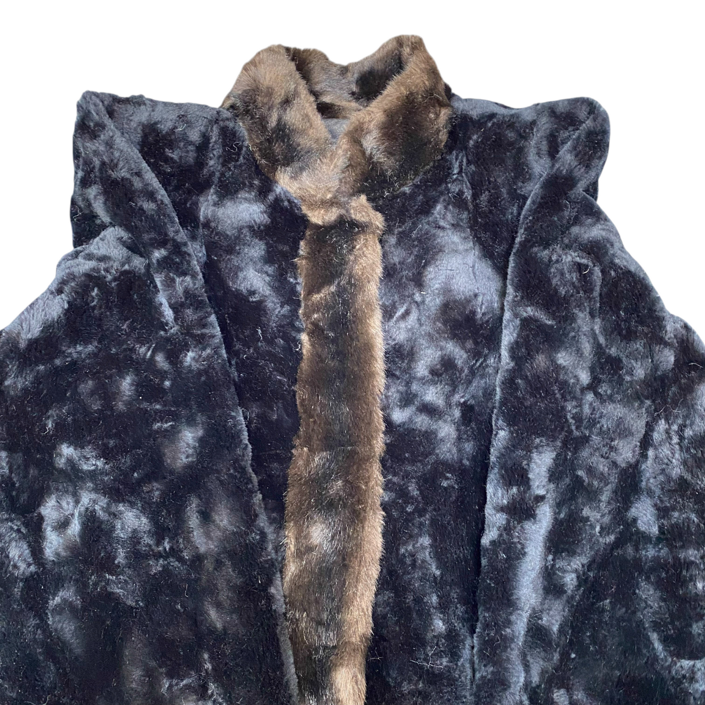 Womens Genuine Faux Fur Jacket Large Black Lined Cozy Warm Winter Long Sleeve
