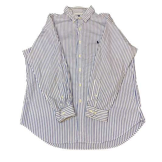 Ralph Lauren Formal Shirt Mens L White Blue Striped Classic Fit Button Down