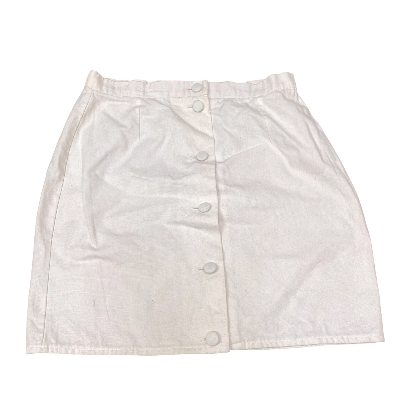 Pencil Mini Skirt Womens M White Solid Comfort Waist Button Front Outdoor