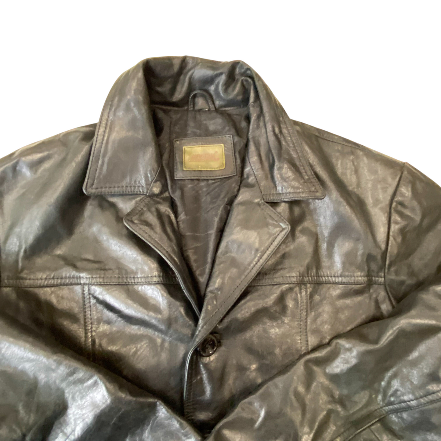 Avia Trix Leather Jacket Mens Medium Black Long Sleeve Collared Button Front