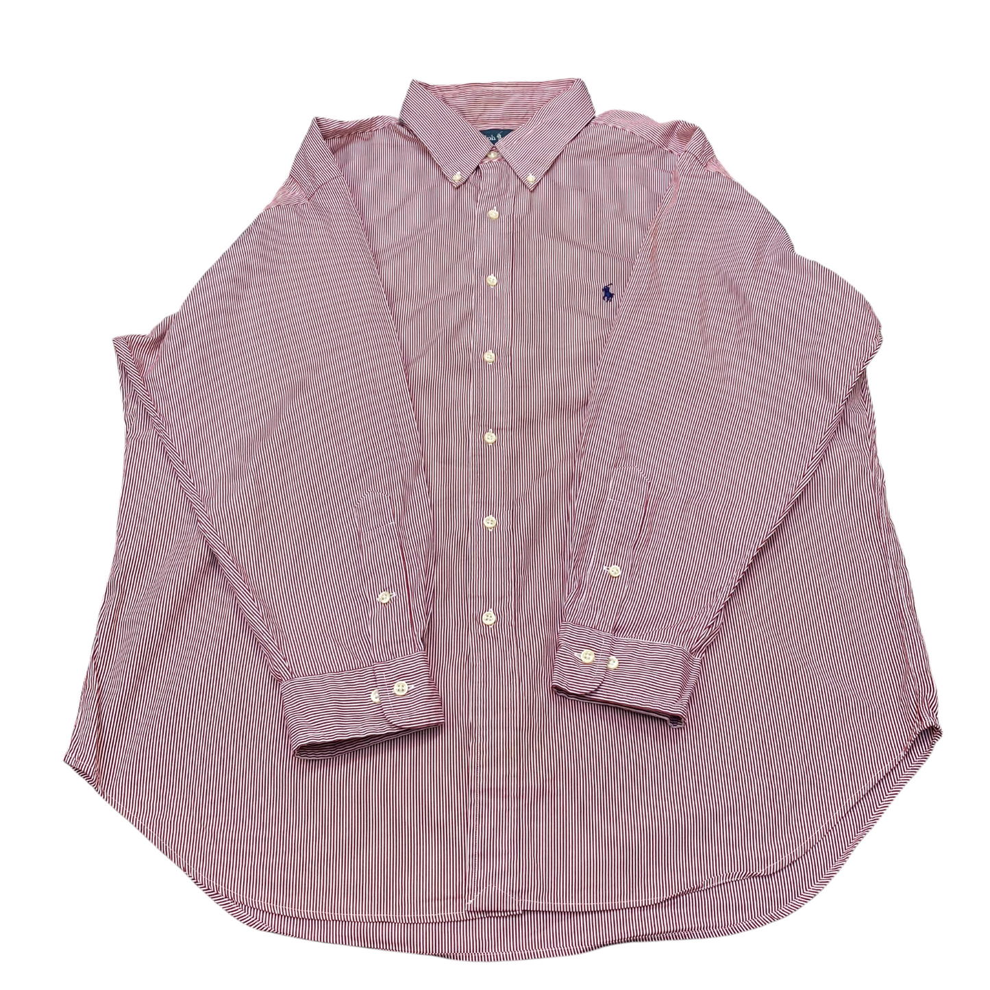 Ralph Lauren Formal Shirt Mens XL Red Striped Classic Fit Long Sleeve Button Up