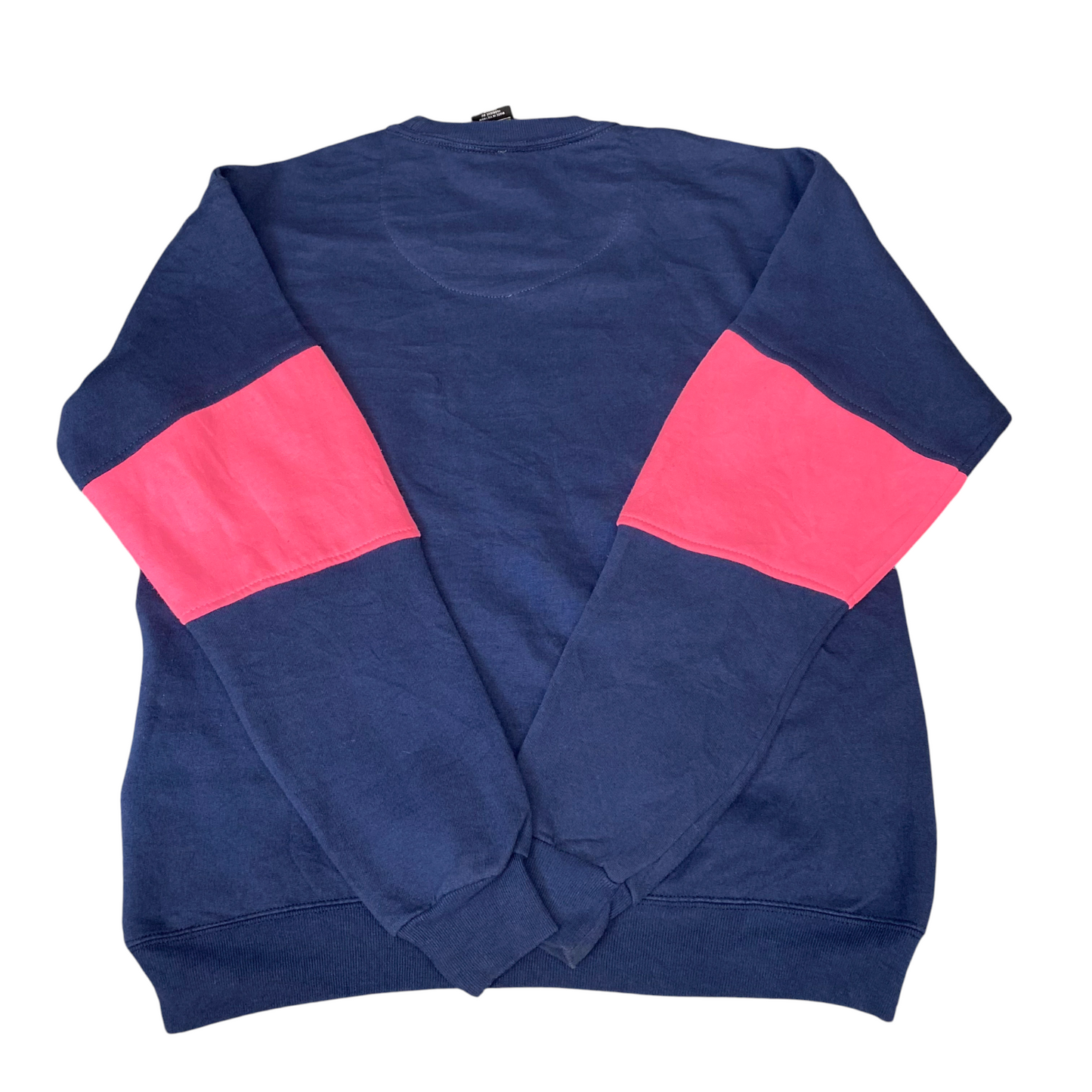 Nike Reworked Sweatshirt Mens S Navy Pink Embroidered Spellout Logo Vintage Y2K
