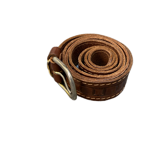 Waist Belt Mens Brown Leather Adjustable Classic Silver Pin Buckle 43 inches