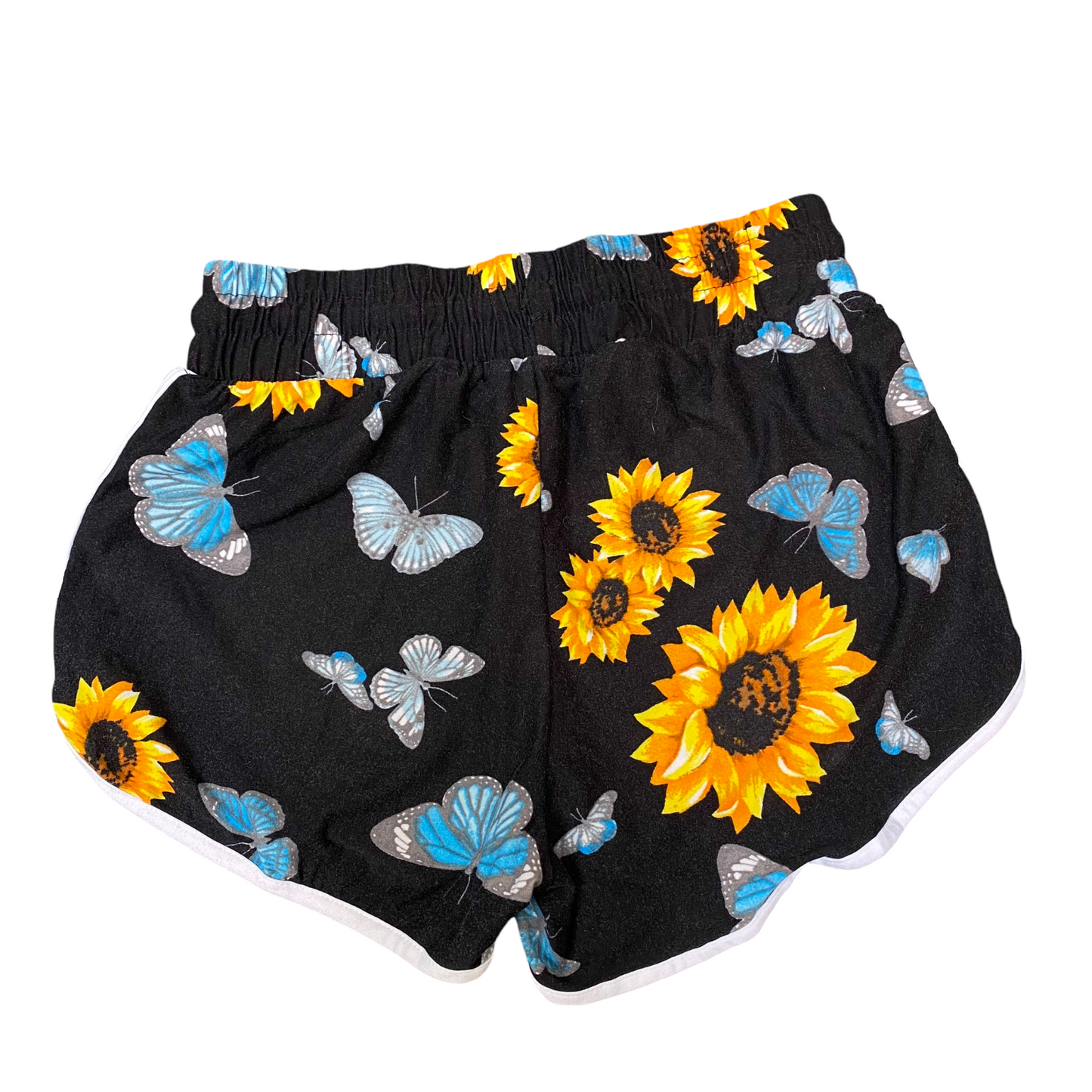 Sprinter Shorts Womens M Black Butterfly Print Running Athletic Elastic Waist
