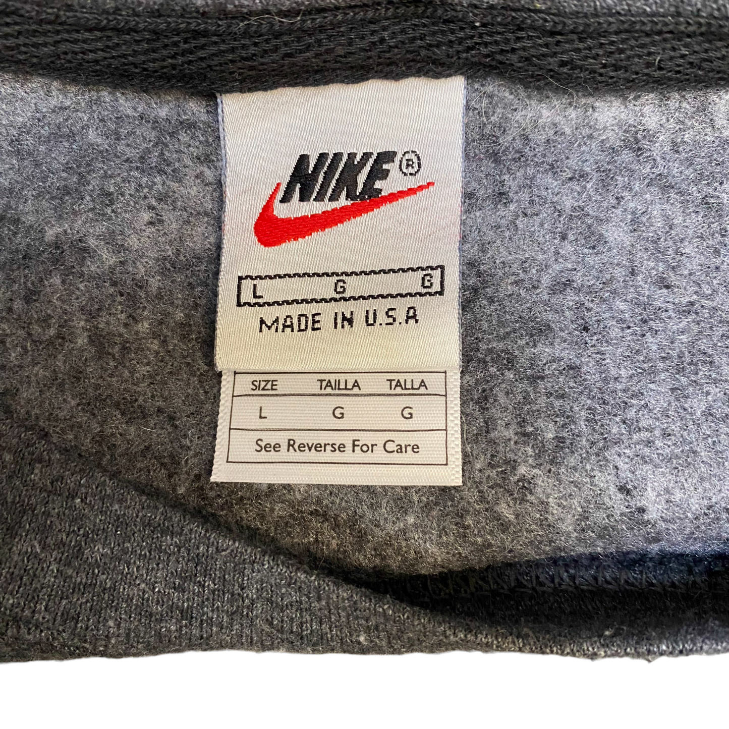 Nike Reworked Sweatshirt Mens L Blue Grey Embroidered Spellout Logo Vintage Y2K