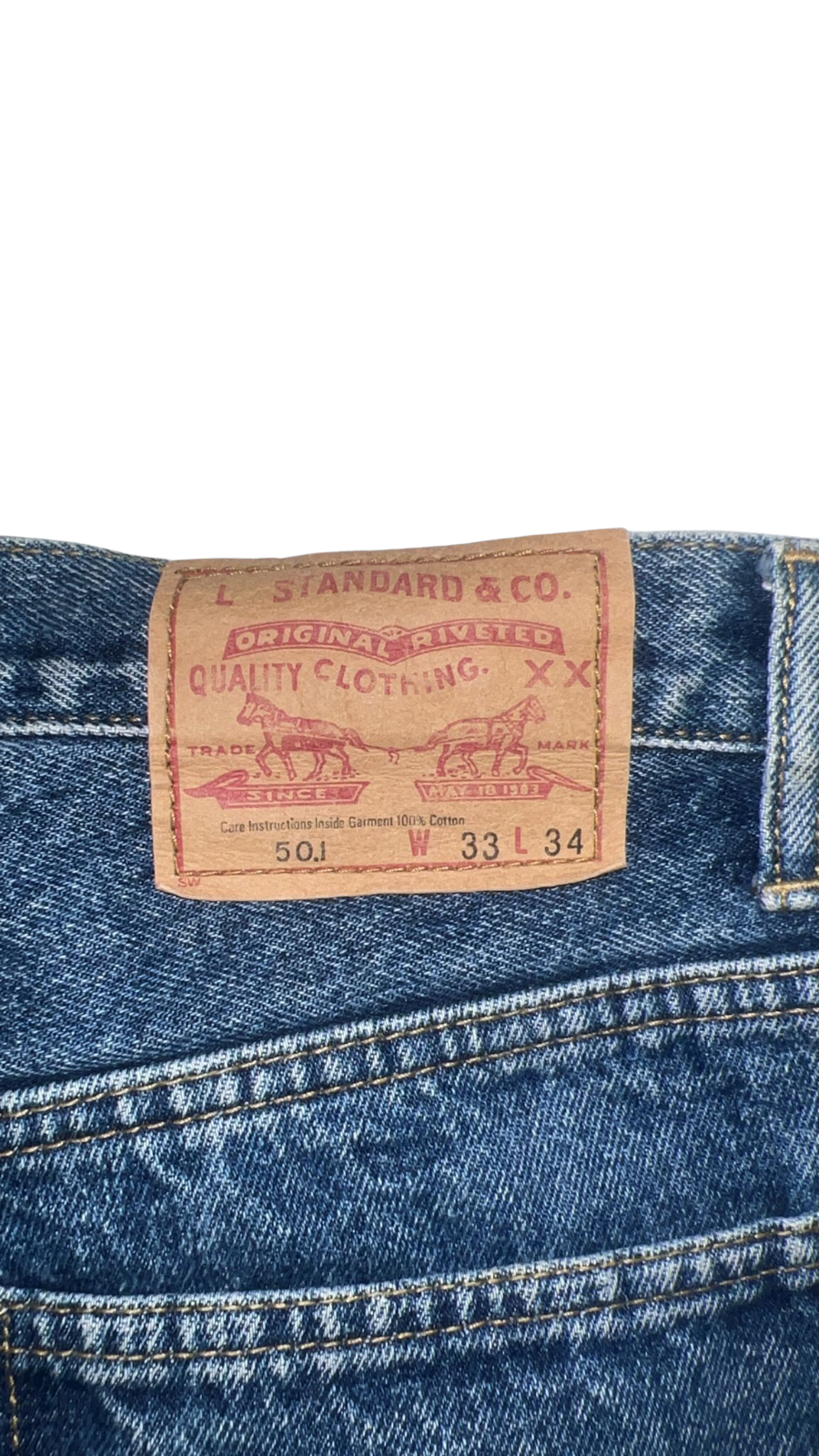 Levi's Jeans Mens Large Blue Denim Slim Straight Fit 5 Pocket Design Outdoor