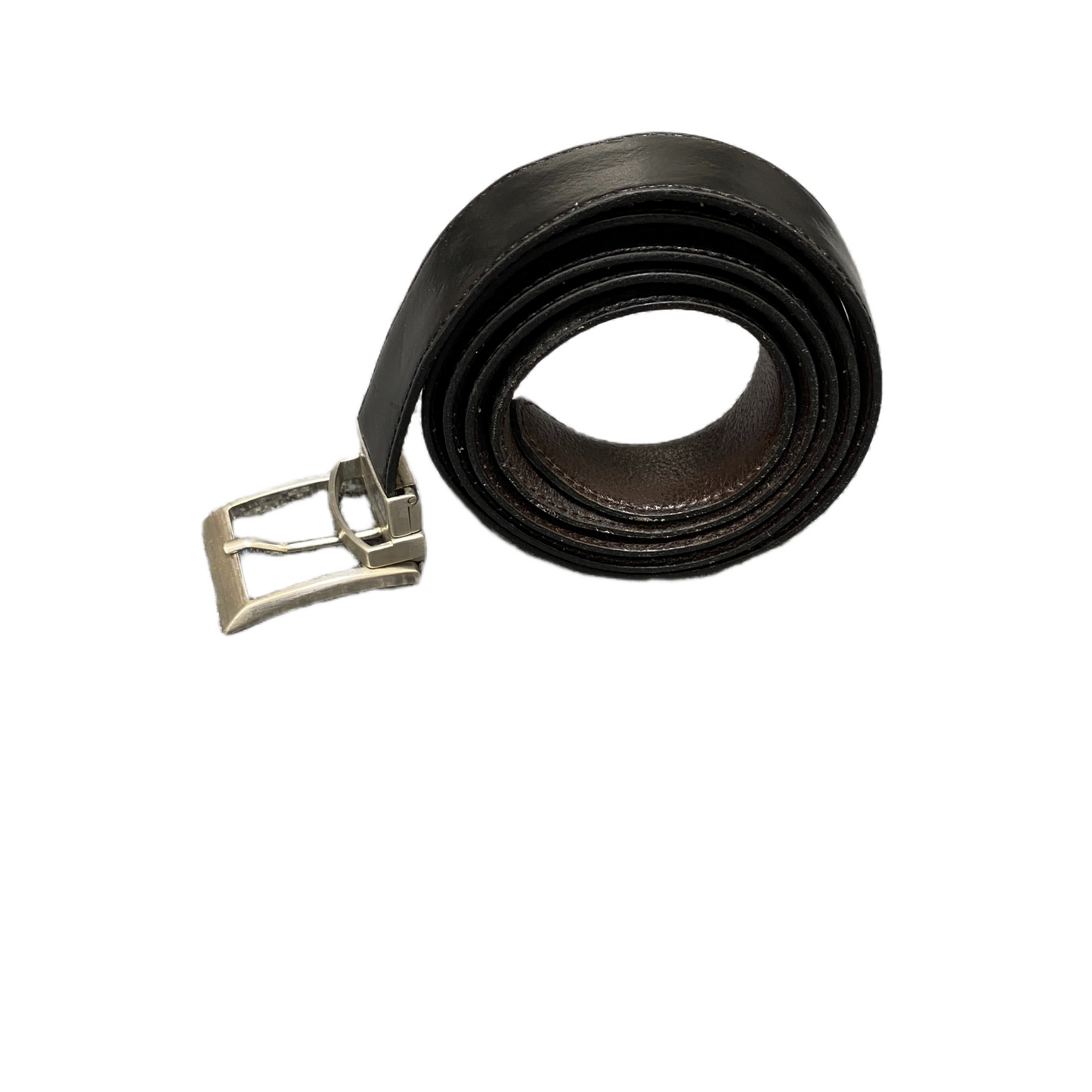 Mens Waist Belt Black Leather Adjustable Removable Pin Buckle Size 46 inches