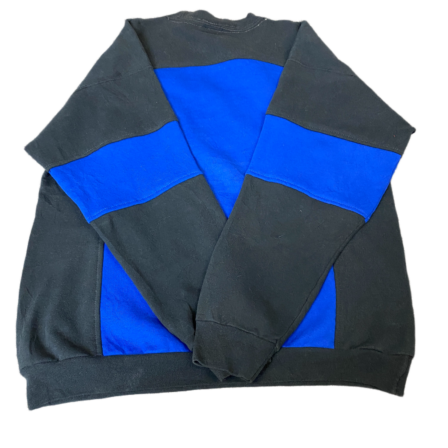 Nike Reworked Sweatshirt Mens L Black Blue Embroidered Spellout Logo Vintage Y2K