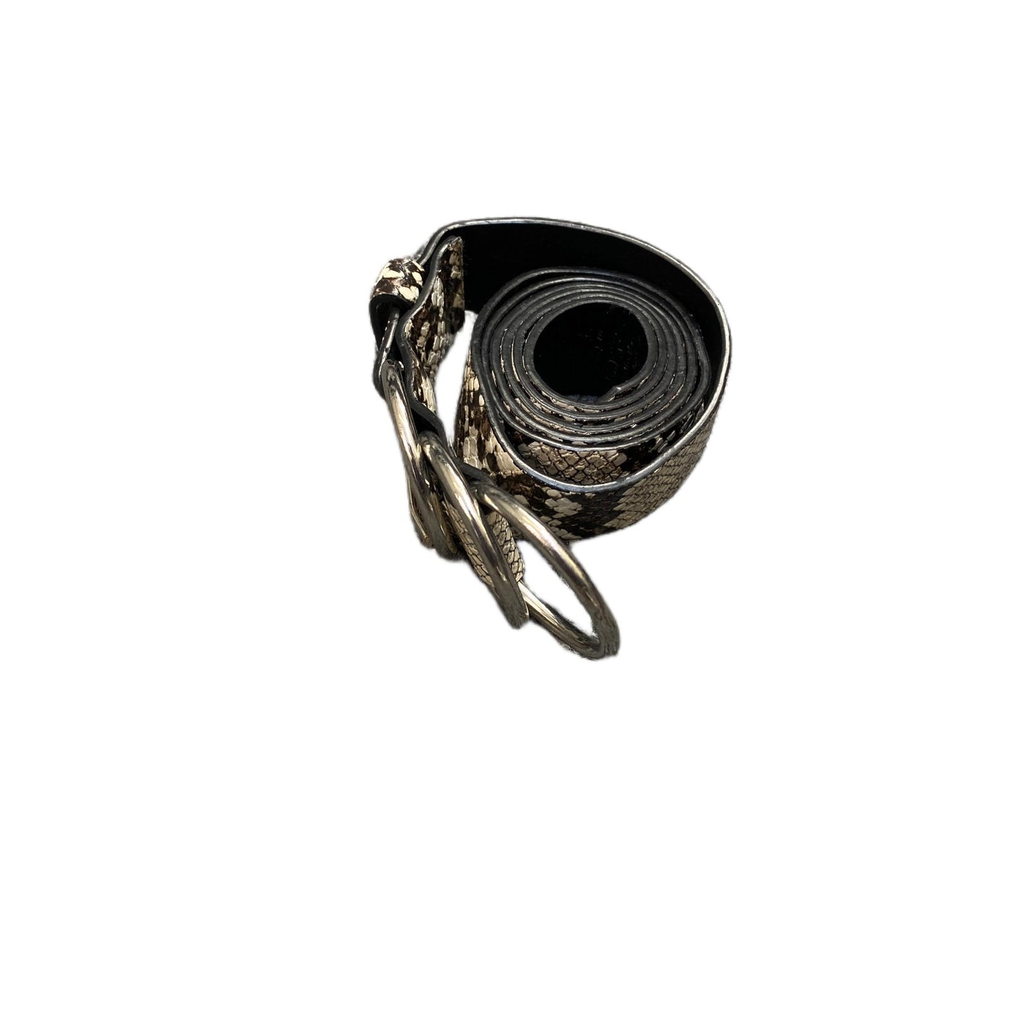 Waist Belt Mens Leather Snake Print Adjustable Double-Ring Buckle 38.5 inches