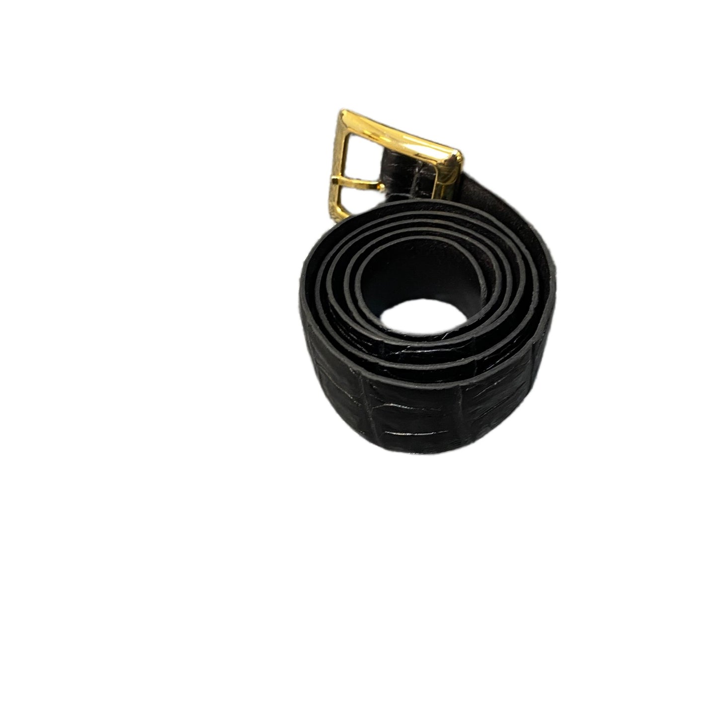 Zara Waist Belt Mens Black Patent Leather Adjustable Gold Pin Buckle 37.5 Inches