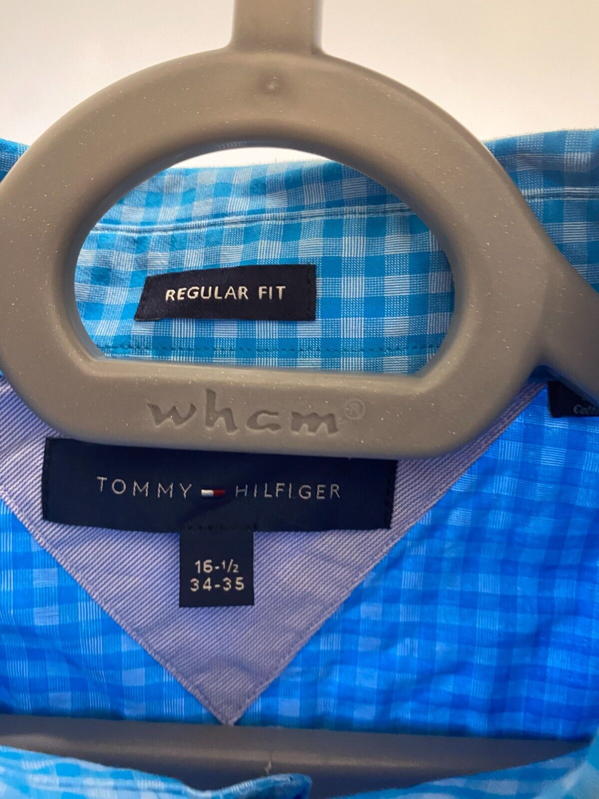 Tommy Hilfiger Dress Shirt Mens XL Blue Checkered Regular Fit Collar Button Down