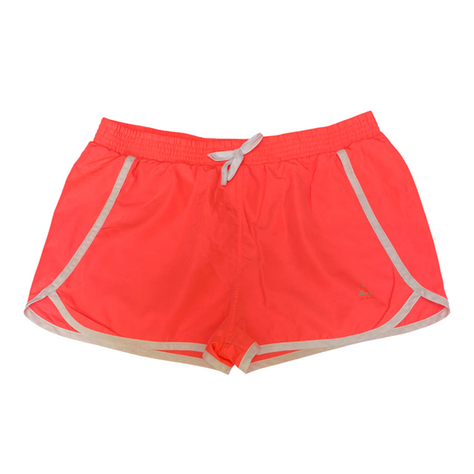 Running Sprinter Shorts Womens Medium Coral Drawstring Elastic Waist Dolphin Hem