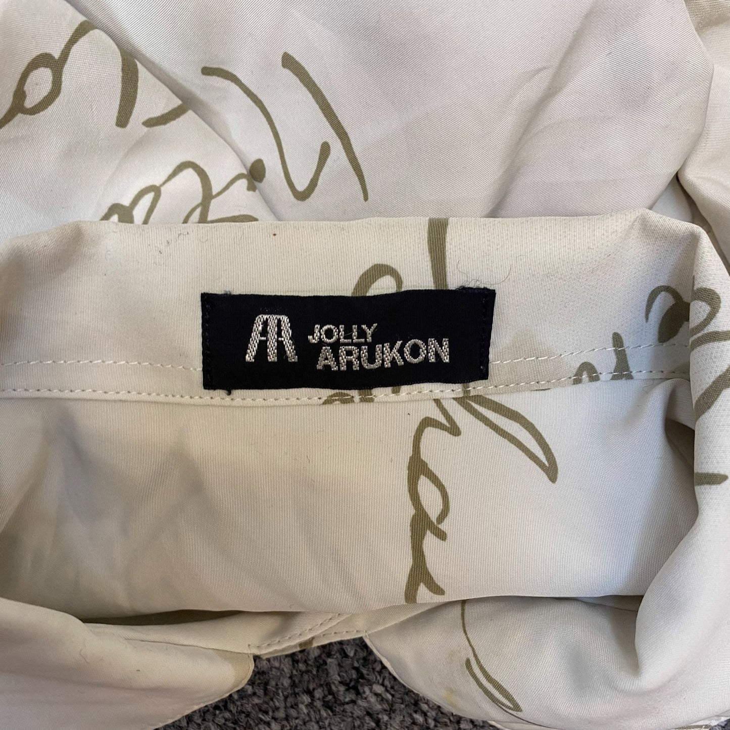 Jolly Arukon Shirt Mens S White Green Graphic Spellout Long Sleeve Button Down