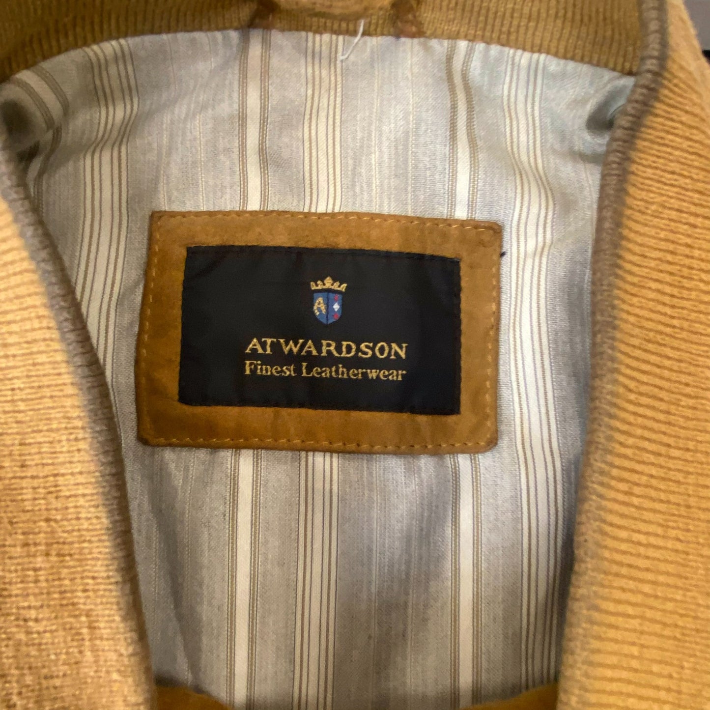 Atwardson Bomber Jacket Mens Large Brown Suede Leather Long Sleeve Zip-Up