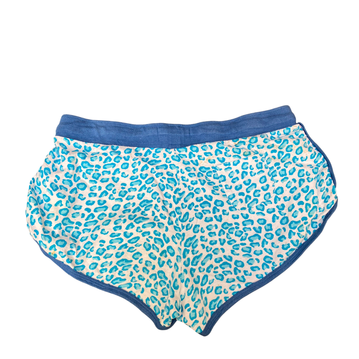 Running Sprinter Shorts Womens Large Blue White Leopard Athletic Fit Drawstring